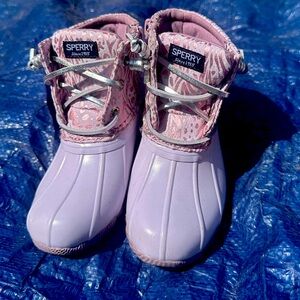 Purple sperry boots , new never worn.